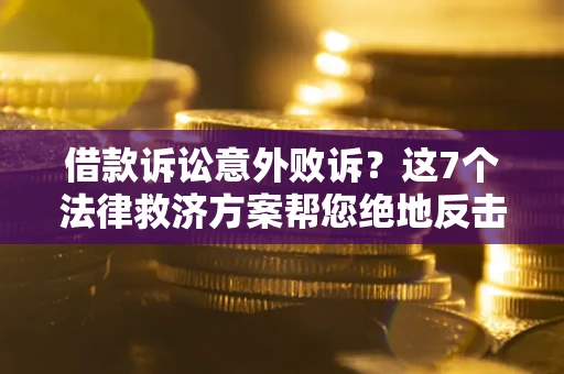 武汉借款诉讼意外败诉？这7个法律救济方案帮您绝地反击！