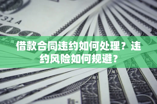 武汉借款合同违约如何处理？违约风险如何规避？