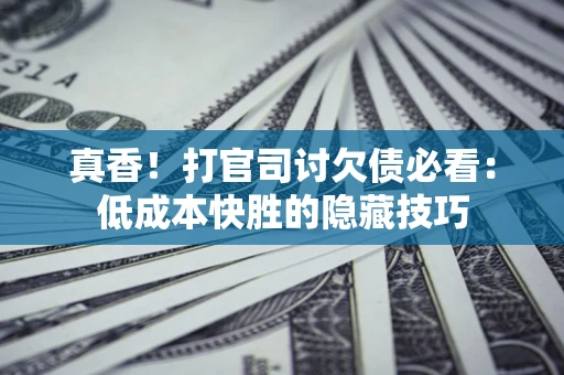 武汉真香！打官司讨欠债必看：低成本快胜的隐藏技巧